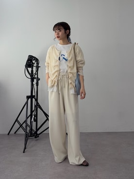 「CIAOPANIC TYPY（チャオパニックティピー）の【とにかくトリコ♡/5サイズ展開】とろみイージーパンツ（その他パンツ、ホワイト系）」を使った、kyaaaiさん（レディース・156cm）の春コーディネート