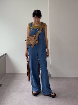 「アイテム（オールインワン・サロペット、ブルー系）」を使った、kyaaaiさん（レディース・156cm）の夏コーディネート