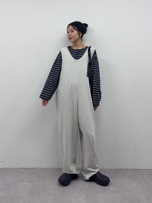 willow】【新色追加】スラブ裏毛裾ドロストオールインワン（サロペット