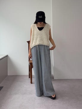 「ヒッコリーパンツ」｜kyaaaiさん（レディース・156cm）の夏コーディネート