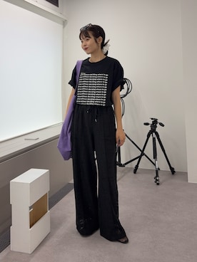 「アイテム（トートバッグ、パープル系）」を使った、kyaaaiさん（レディース・156cm）の夏コーディネート