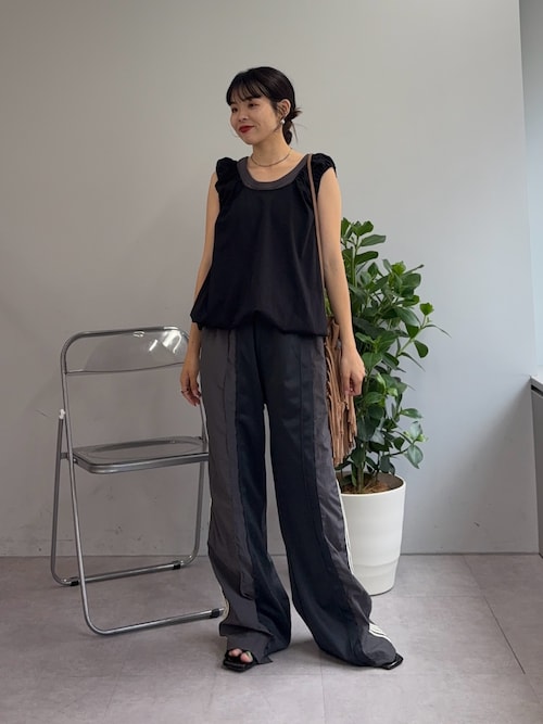 ギャザードロストノースリーブブラウスTee