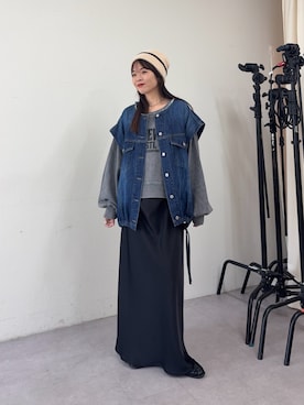 「アイテム（デニムジャケット）」を使った、kyaaaiさん（レディース・156cm・20代）の冬コーディネート