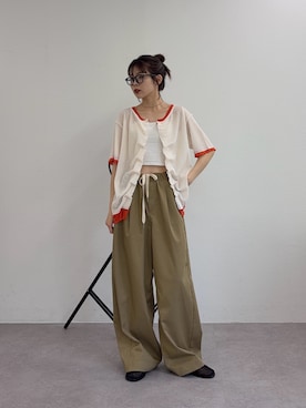 「CIAOPANIC TYPY（チャオパニックティピー）の【低身長・高身長対応/サイズ展開あり】スタイルアップ柔らかワイドイージーパンツ/デニム/スラックス（デニムパンツ）」を使った、kyaaaiさん（レディース・156cm）の春コーディネート