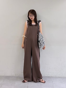 「アイテム（オールインワン・サロペット、ブラウン系）」を使った、kyaaaiさん（レディース・156cm）の夏コーディネート