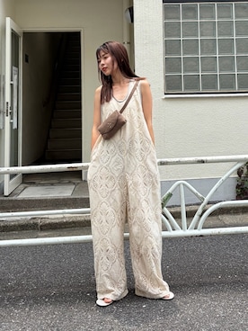 「アイテム（ボディバッグ/ウエストポーチ、ベージュ系）」を使った、kyaaaiさん（レディース・156cm）の夏コーディネート