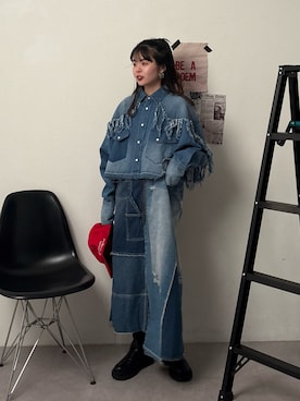 「デニムオンデニム」｜kyaaaiさん（レディース・156cm・20代）の冬コーディネート