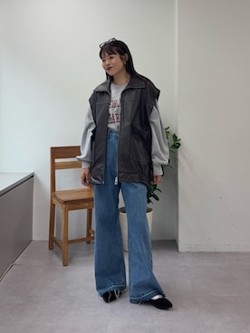 「ママコーデ」｜「アイテム（ライダースジャケット）」を使った、kyaaaiさん（レディース・156cm）の夏コーディネート