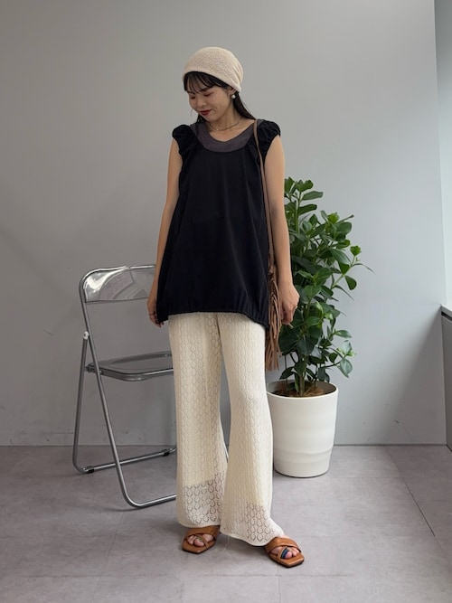 ギャザードロストノースリーブブラウスTee