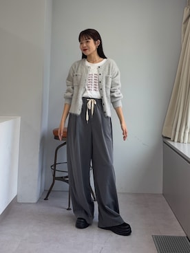 「スラックス」｜「アイテム（デニムパンツ）」を使った、kyaaaiさん（レディース・156cm）の夏コーディネート