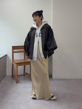 「ママコーデ」｜「アイテム（ライダースジャケット）」を使った、kyaaaiさん（レディース・156cm）の夏コーディネート