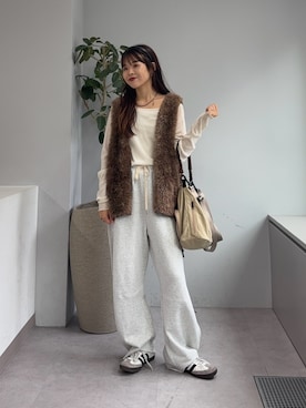 「アイテム（スウェットパンツ）」を使った、kyaaaiさん（レディース・156cm・20代）の秋コーディネート