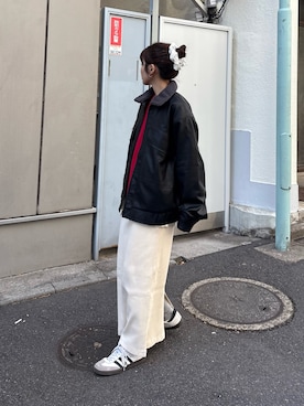 「アイテム（ライダースジャケット）」を使った、kyaaaiさん（レディース・156cm）の秋コーディネート