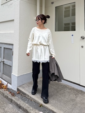 「アイテム（チュニック）」を使った、kyaaaiさん（レディース・156cm）の冬コーディネート