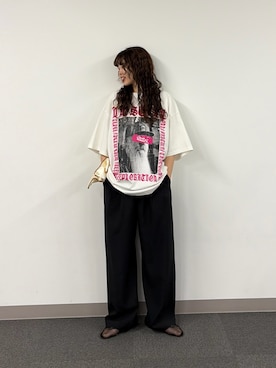 「SOUNDSGOOOOD（サウンズグッド）の【SOUNDS GOOOOD】フォトプリントメッセージTEE（Tシャツ/カットソー、ホワイト系）」を使った、kyaaaiさん（レディース・156cm）の春コーディネート