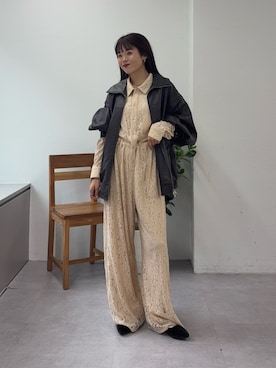 「アイテム（ライダースジャケット）」を使った、kyaaaiさん（レディース・156cm）の夏コーディネート
