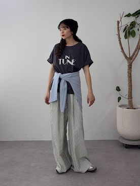 「CIAOPANIC TYPY（チャオパニックティピー）の:【プチプラ】ギャザーデザインビーニー（ニットキャップ/ビーニー、ブラック系）」を使った、kyaaaiさん（レディース・156cm）の春コーディネート