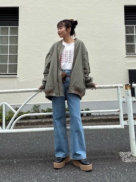 「アイテム（MA-1）」を使った、kyaaaiさん（レディース・156cm）の夏コーディネート