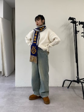 「マフラーコーデ」｜「アイテム（トップス）」を使った、kyaaaiさん（レディース・156cm）の秋コーディネート