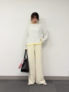 「CIAOPANIC TYPY（チャオパニックティピー）の【接触冷感/一枚で決まる】フェイクレイヤードシアースラブ刺繍オーバーTee（Tシャツ/カットソー、グレー系）」を使った、kyaaaiさん（レディース・156cm）の春コーディネート