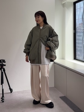 「アイテム（MA-1）」を使った、kyaaaiさん（レディース・156cm）の秋コーディネート