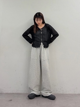 「CIAOPANIC TYPY（チャオパニックティピー）の【UNISEX】【シルエット調整可】ピグメント加工ワッフルイージーパンツ/WEB限定カラーあり（スウェットパンツ）」を使った、kyaaaiさん（レディース・156cm）の夏コーディネート