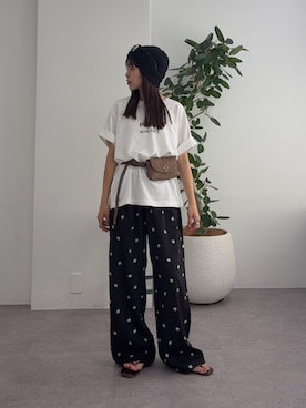 「アイテム（ボディバッグ/ウエストポーチ、ベージュ系）」を使った、kyaaaiさん（レディース・156cm）の夏コーディネート
