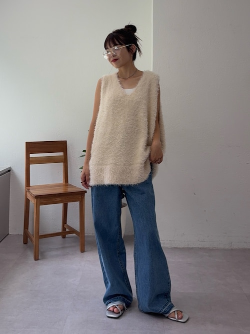 【リバイバル/WEB限定】ミックスフェザーヤーンオーバーニットベスト