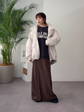 「CIAOPANIC TYPY（チャオパニックティピー）の【WEB限定】CLE'DUビッグシルエット裏起毛ロゴスウェッ（スウェット、ブルー系）」を使った、kyaaaiさん（レディース・156cm）の秋コーディネート