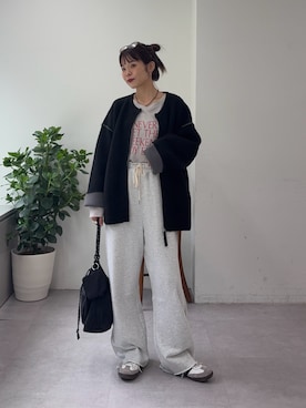 「アイテム（スウェットパンツ）」を使った、kyaaaiさん（レディース・156cm・20代）の秋コーディネート