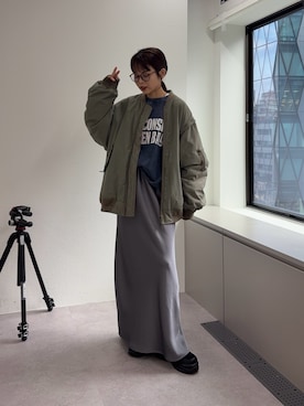 「アイテム（MA-1）」を使った、kyaaaiさん（レディース・156cm）の秋コーディネート