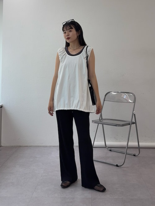 ギャザードロストノースリーブブラウスTee