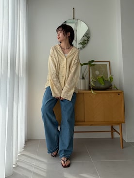 「CIAOPANIC TYPY（チャオパニックティピー）の【india】レースリメイク風シャツジャケット（シャツ/ブラウス、イエロー系）」を使った、kyaaaiさん（レディース・156cm）の春コーディネート