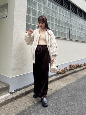 「アイテム（MA-1）」を使った、kyaaaiさん（レディース・156cm）の冬コーディネート