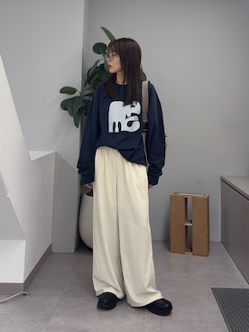 「CIAOPANIC TYPY（チャオパニックティピー）の【ZOZO限定】【UNISEX】ニュアンスロゴスウェット（スウェット、ブルー系）」を使った、kyaaaiさん（レディース・156cm）の秋コーディネート
