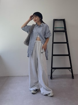 「アイテム（スウェットパンツ）」を使った、kyaaaiさん（レディース・156cm・20代）の夏コーディネート