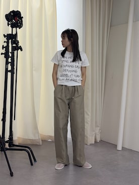 「CIAOPANIC TYPY（チャオパニックティピー）の【WEB限定】手書きメッセージロゴTEE（Tシャツ/カットソー、ホワイト系）」を使った、kyaaaiさん（レディース・156cm）の春コーディネート
