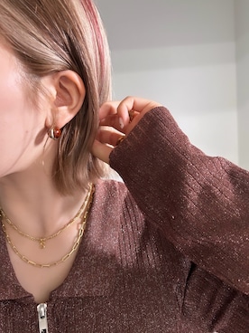「アイテム（ピアス（両耳用）、ブラウン系）」を使った、sakiさん（レディース・156cm）の秋コーディネート
