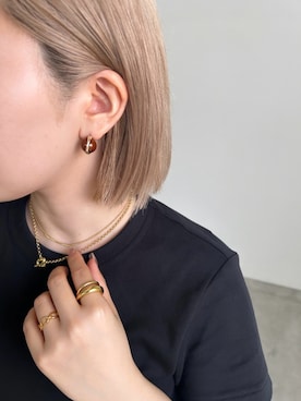 「アイテム（ピアス（両耳用）、ブラウン系）」を使った、sakiさん（レディース・156cm）の夏コーディネート