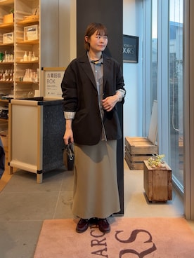 「かぐれ（カグレ）のTailored jacket ｗ/lining（その他アウター、ブラック系）」を使った、あみさん（レディース・158cm）の春コーディネート