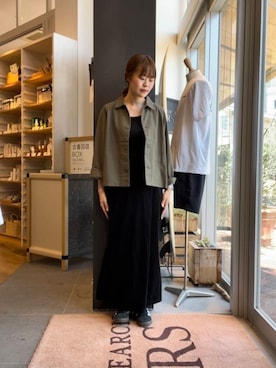 「アイテム（ミリタリージャケット）」を使った、あみさん（レディース・158cm）の夏コーディネート