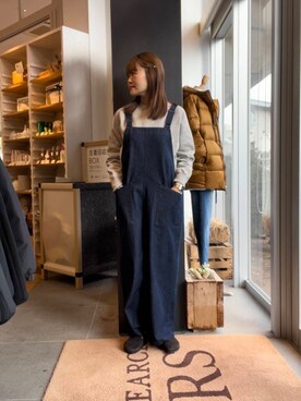 「FORK&SPOON」｜「アイテム（サロペット/オーバーオール）」を使った、あみさん（レディース・158cm）の秋コーディネート