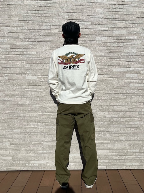 送料無料 AVIREX アヴィレックス L/S FADE WASH VINTAGE LABEL EAGLE TEEフェイドウォッシュ ヴィンテージ ラベル イーグル 長袖Tシャツ アビレックス メンズ ブランド 長袖 783-5130013 ゆうパケ FADE WASH VINTAGE LABEL EAGLE T-SHIRT / フェイドウォッシュ