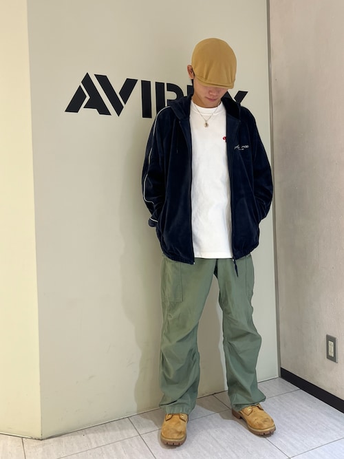 VELOUR ZIP PRAKA CURSIVE LOGO / ベロア ジップ パーカー カーシブロゴ / AVIREX / アヴィレックス