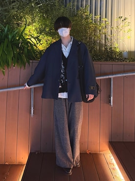 「アイテム（スラックス）」を使った、Ariya さん（メンズ・169cm・10代）の冬コーディネート