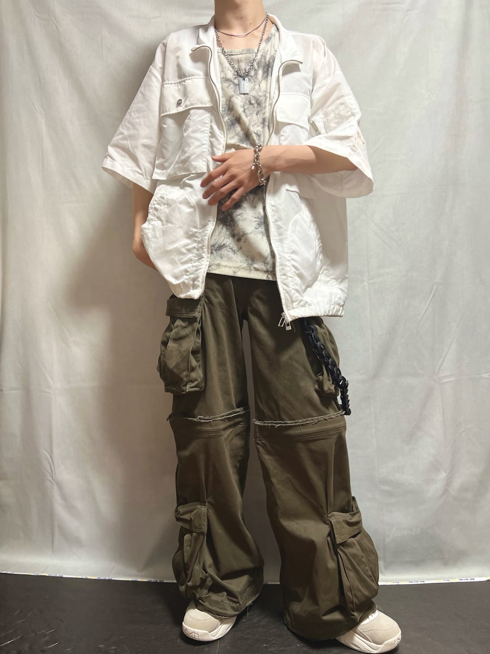 GRANCY カーゴパンツ　カーキ GRANCY】ZipDesign CargoPants / ジップデザイン カーゴパンツ