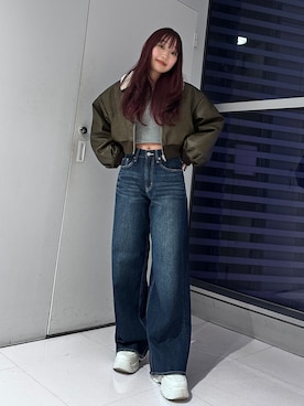 「EVRIS（エヴリス）のアイテム（ブルゾン）」を使った、yuunaさん（レディース・156cm）の冬コーディネート