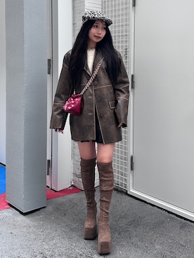 「アイテム（ハンチング/ベレー帽）」を使った、yuunaさん（レディース・156cm）の秋コーディネート