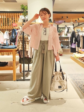 「bijorie（ビジュリィ）の【bijorie】カップ付きリブスクエアキャミ／NEW BASIC 25SS（インナーウェア/肌着）」を使った、kanakoさん（レディース・157cm）の夏コーディネート