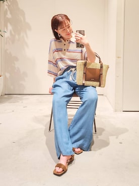 「BAYFLOW（ベイフロー）のアイテム（パンツ）」を使った、kanakoさん（レディース・157cm）の春コーディネート